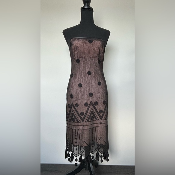 TOCCA Women’s Black Sleeveless Sheer Polka Dot Pattern Wool Blend Dress Size 4 - Picture 4 of 16